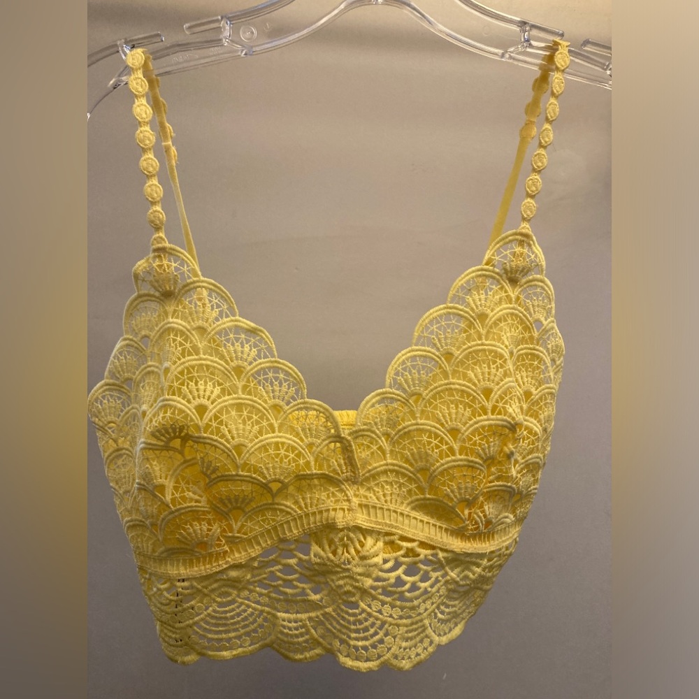 Free People Sunny Yellow Lace Bralette Size Small